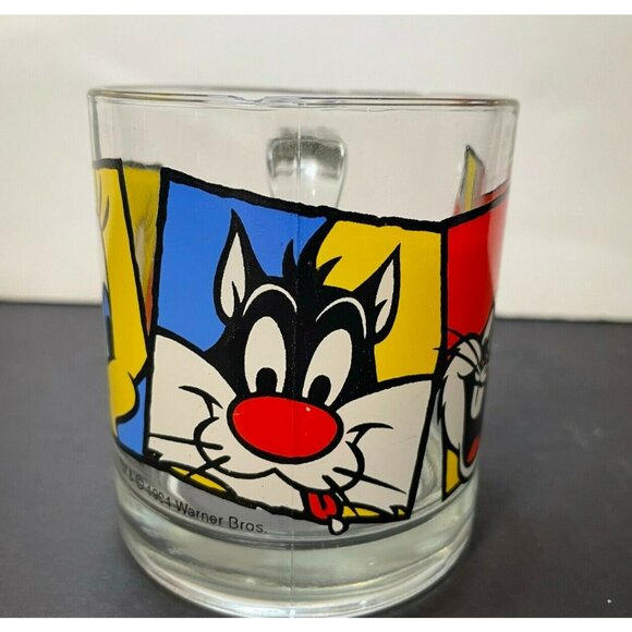 Looney Tunes coffee mug 1994 Bugs Bunny Sylvester Tweety souvenir travel 3 3/4" - Picture 4 of 9